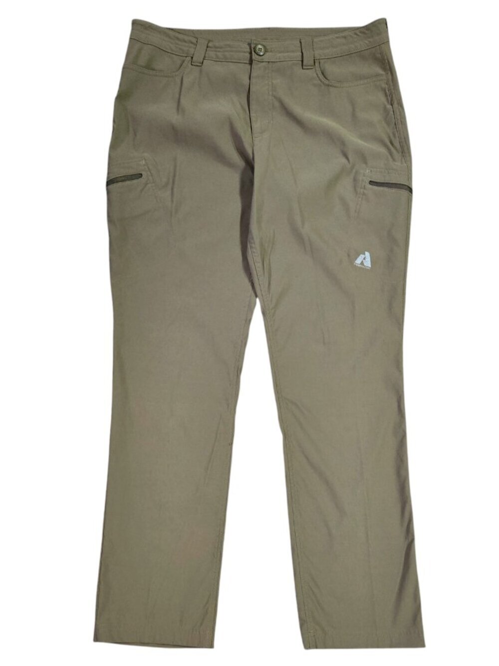 Eddie Bauer First Ascent Olive Green Nylon Hiking Pants Outdoors Zip Pockets